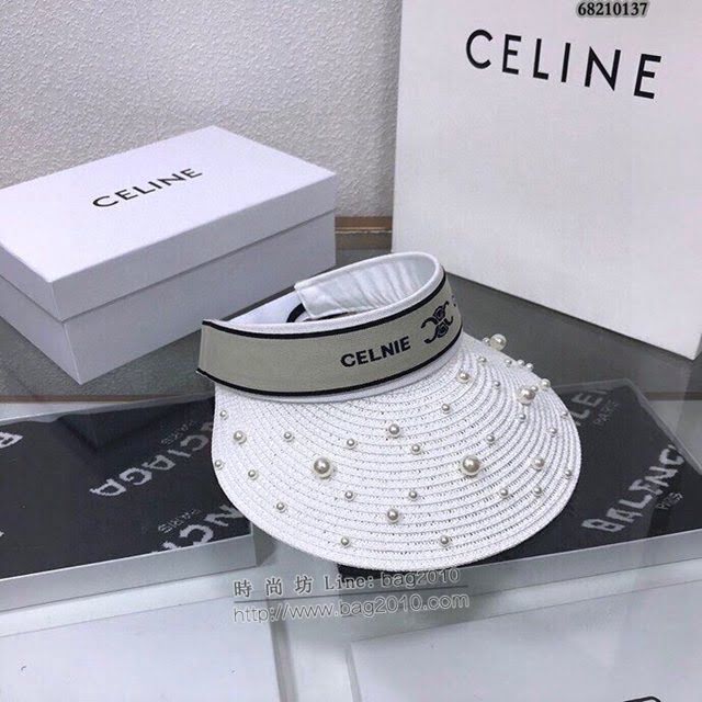 CELINE女士帽子 賽琳珍珠草帽空頂帽遮陽帽  mm1103